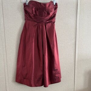 Strapless Burgundy Cocktail Dress by B2 Sz 10 Formal Evening Midi Prom